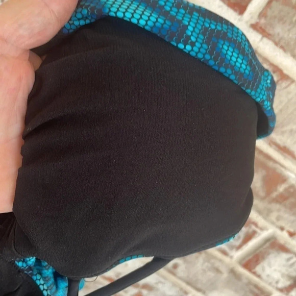 Swimsuits For All Turquoise Snakeprint One Piece Cut Out Lace Up Swimsuit - Picture 7 of 11